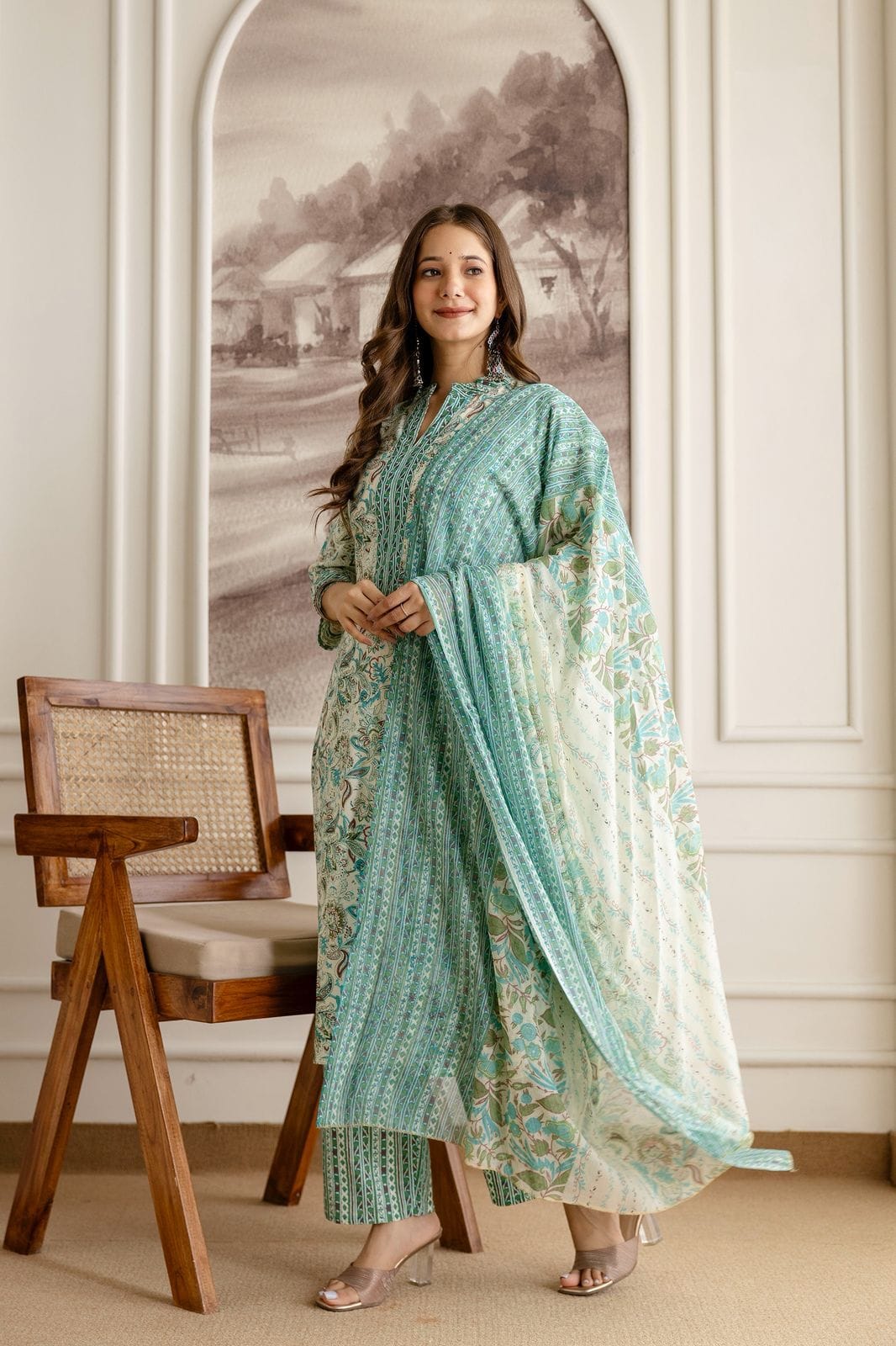 Maverick Fusion Printed Cotton Top-Bottom-Dupatta Set